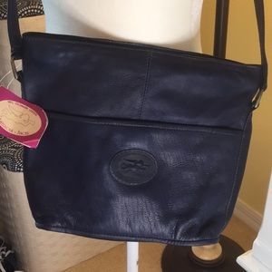 Navy Blue Genuine Navy Blue Leather Shoulder Bag